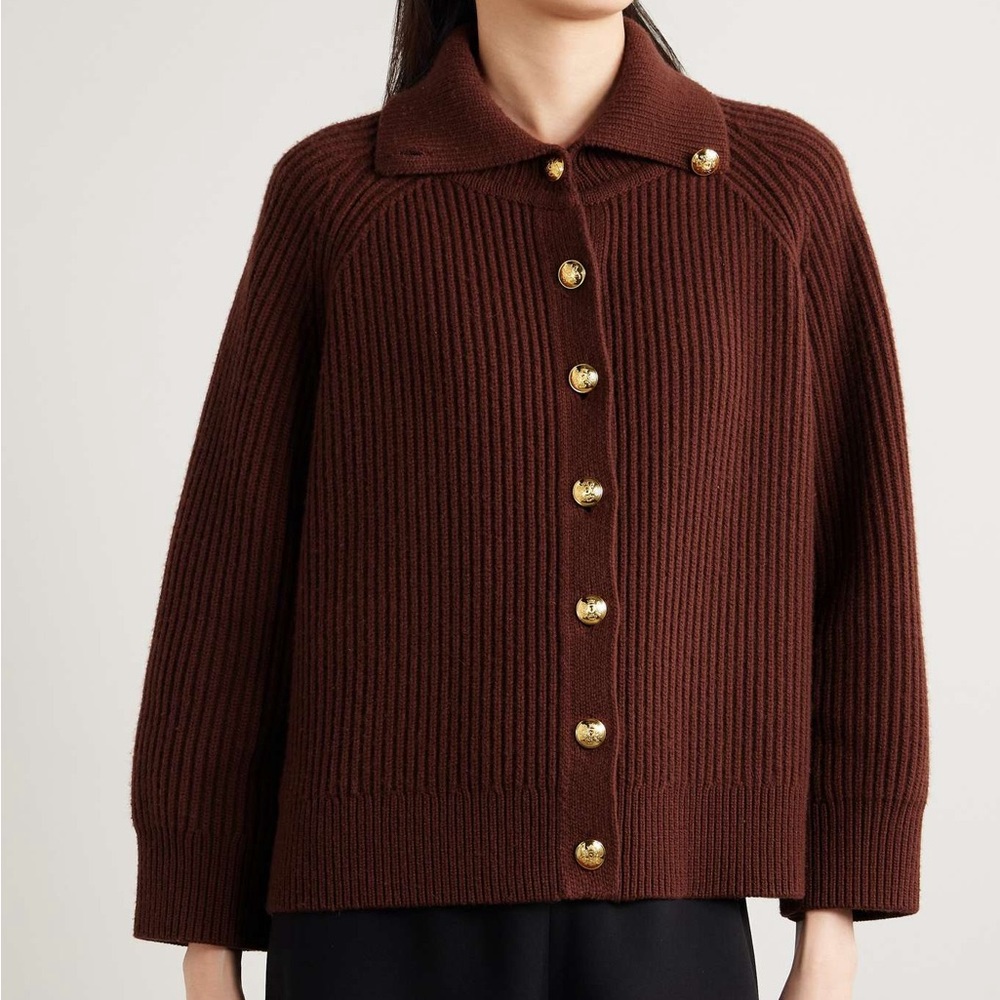 Nili Lotan Deryl ribbed cashmere cardigan in brick
